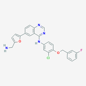molecular formula C26H20ClFN4O2 B193487 6-[5-(aminomethyl)furan-2-yl]-N-[3-chloro-4-[(3-fluorophenyl)methoxy]phenyl]quinazolin-4-amine CAS No. 697299-82-4