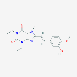 B193613 (E)-1,3-Diethyl-8-(3-hydroxy-4-methoxystyryl)-7-methylxanthine CAS No. 155272-04-1