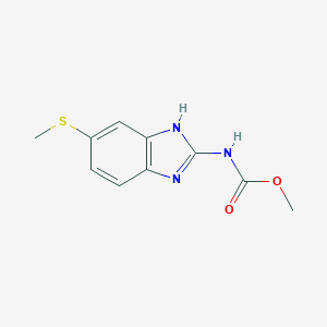 molecular formula C10H11N3O2S B193628 Carbamic acid, (5-(methylthio)-1H-benzimidazol-2-yl)-, methyl ester CAS No. 80983-45-5