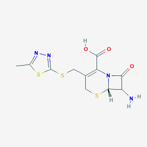 molecular formula C11H12N4O3S3 B193774 (6R,7R)-7-Amino-3-(((5-methyl-1,3,4-thiadiazol-2-yl)thio)methyl)-8-oxo-5-thia-1-azabicyclo[4.2.0]oct-2-ene-2-carboxylic acid CAS No. 30246-33-4