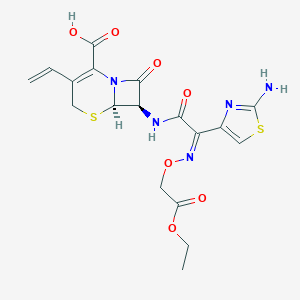 B193809 (6R,7R)-7-({(2Z)-2-(2-Amino-1,3-thiazol-4-yl)-2-[(2-ethoxy-2-oxoethoxy)imino]acetyl}amino)-3-ethenyl-8-oxo-5-thia-1-azabicyclo[4.2.0]oct-2-ene-2-carboxylic acid CAS No. 79368-95-9