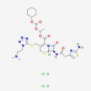 molecular formula C27H38ClN9O7S3 B193841 1-cyclohexyloxycarbonyloxyethyl (6R,7R)-7-[[2-(2-amino-1,3-thiazol-4-yl)acetyl]amino]-3-[[1-[2-(dimethylamino)ethyl]tetrazol-5-yl]sulfanylmethyl]-8-oxo-5-thia-1-azabicyclo[4.2.0]oct-2-ene-2-carboxylate;hydrochloride CAS No. 95789-30-3