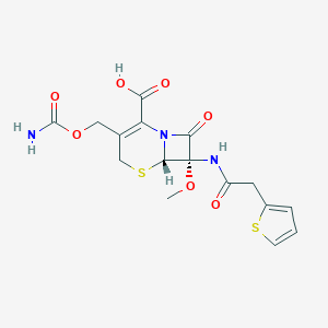 molecular formula C16H17N3O7S2 B193853 (6S-cis)-3-[[(aminocarbonyl)oxy]methyl]-7-methoxy-8-oxo-7-[(2-thienylacetyl)amino]-5-Thia-1-azabicyclo[4.2.0]oct-2-ene-2-carboxylic acid CAS No. 56082-95-2