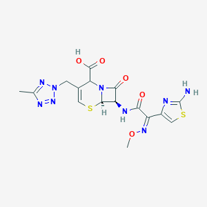 molecular formula C16H17N9O5S2 B193856 (6R,7R)-7-[[(2Z)-2-(2-Amino-1,3-thiazol-4-yl)-2-methoxyiminoacetyl]amino]-3-[(5-methyltetrazol-2-yl)methyl]-8-oxo-5-thia-1-azabicyclo[4.2.0]oct-3-ene-2-carboxylic acid CAS No. 104691-34-1