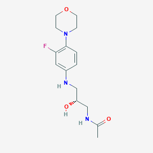 molecular formula C15H22FN3O3 B193882 N-[(2R)-3-[[3-Fluoro-4-(4-morpholinyl)phenyl]amino]-2-hydroxypropyl]acetamide CAS No. 333753-67-6