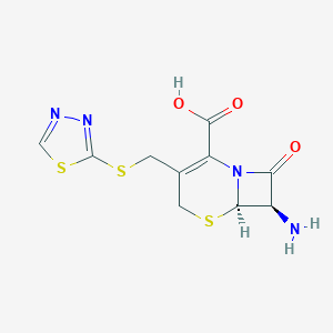 molecular formula C10H10N4O3S3 B193894 (6R,7R)-7-amino-8-oxo-3-(1,3,4-thiadiazol-2-ylsulfanylmethyl)-5-thia-1-azabicyclo[4.2.0]oct-2-ene-2-carboxylic acid CAS No. 24209-43-6