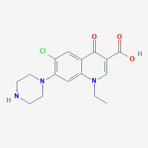 molecular formula C16H18ClN3O3 B193963 3-Quinolinecarboxylic acid, 1,4-dihydro-6-chloro-1-ethyl-4-oxo-7-(1-piperazinyl)- CAS No. 67681-84-9