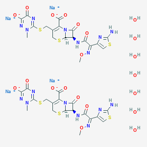 molecular formula C18H16N8O7S3 . 2 Na 7/2H2O B194002 Ceftriaxone disodium salt hemiheptahydrate CAS No. 104376-79-6