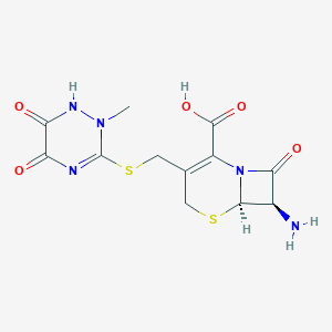molecular formula C12H13N5O5S2 B194015 7-Amino-3-(((2,5-dihydro-6-hydroxy-2-methyl-5-oxo-1,2,4-triazin-3-yl)thio)methyl)cephalosporanic acid CAS No. 58909-56-1