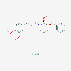 molecular formula C22H30ClNO4 B019406 Cyclohexanol, 2-((2-(3,4-dimethylphenyl)ethyl)amino)-6-phenoxy-, hydrochloride, (1-alpha,2-beta,6-beta)- CAS No. 108692-73-5