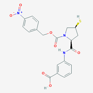 molecular formula C20H19N3O7S B194136 3-((2S,4S)-4-Mercapto-1-(((4-nitrobenzyl)oxy)carbonyl)pyrrolidine-2-carboxamido)benzoic acid CAS No. 202467-69-4