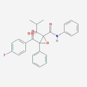 molecular formula C26H22FNO4 B194408 3-((4-Fluorophenyl)carbonyl)-2-(2-methylpropanoyl)-N,3-diphenyloxirane-2-carboxamide CAS No. 148146-51-4