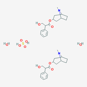 molecular formula C34H52N2O12S B194442 (8-methyl-8-azabicyclo[3.2.1]octan-3-yl) 3-hydroxy-2-phenylpropanoate;sulfuric acid;dihydrate CAS No. 73791-47-6