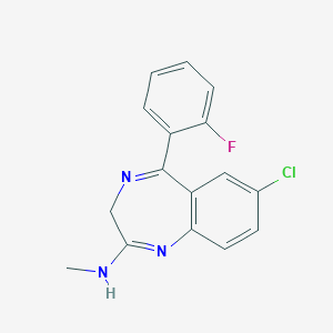 molecular formula C16H13ClFN3 B019446 7-Chloro-5-(2-fluorophenyl)-2-methylamino-3H-1,4-benzodiazepine CAS No. 59467-61-7