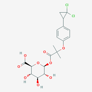 molecular formula C19H22Cl2O9 B194485 (2S,3S,4S,5R,6S)-6-[2-[4-(2,2-dichlorocyclopropyl)phenoxy]-2-methylpropanoyl]oxy-3,4,5-trihydroxyoxane-2-carboxylic acid CAS No. 102623-15-4