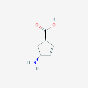 molecular formula C6H9NO2 B019456 (1R,4R)-4-aminocyclopent-2-ene-1-carboxylic acid CAS No. 102679-78-7