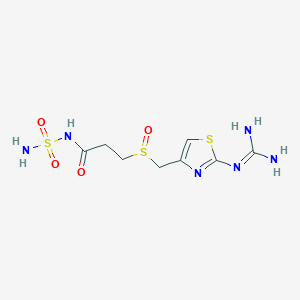 molecular formula C8H14N6O4S3 B194840 3-(((2-((Diaminomethylidene)amino)thiazol-4-yl)methyl)sulfinyl)-N-sulfamoylpropanamide CAS No. 1020719-36-1