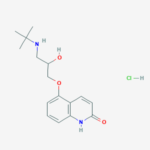 molecular formula C16H22N2O3. HCl B194976 5-(3-((1,1-二甲基乙基)氨基)-2-羟基丙氧基)-2(1H)-喹啉酮单盐酸盐 CAS No. 53371-79-2