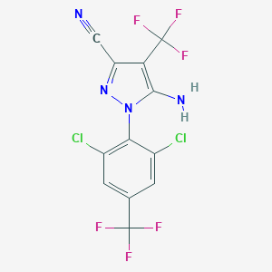 molecular formula C12H4Cl2F6N4 B195290 5-Amino-1-(2,6-dichloro-4-(trifluoromethyl)phenyl)-4-(trifluoromethyl)-1H-pyrazole-3-carbonitrile CAS No. 205650-65-3