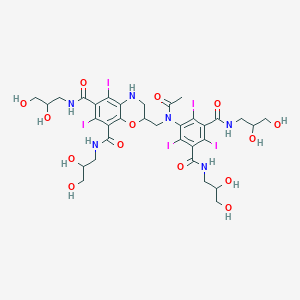 molecular formula C33H41I5N6O14 B195376 2-((Acetyl(3,5-bis(((2,3-dihydroxypropyl)amino)carbonyl)-2,4,6-triiodophenyl)amino)methyl)-N,N'-bis(2,3-dihydroxypropyl)-2,3-dihydro-5,7-diiodo-4H-1,4-benzoxazine-6,8-dicarboxamide CAS No. 171897-73-7