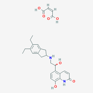 molecular formula C28H32N2O7 B195483 but-2-enedioic acid;5-[(1R)-2-[(5,6-diethyl-2,3-dihydro-1H-inden-2-yl)amino]-1-hydroxyethyl]-8-hydroxy-1H-quinolin-2-one CAS No. 753498-25-8