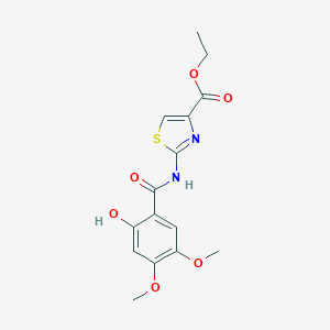 molecular formula C15H16N2O6S B195534 2-[N-(4,5-dimethoxy-2-hydroxybenzoyl)amino]-4-(ethoxycarbonyl)-1,3-thiazole CAS No. 185106-05-2