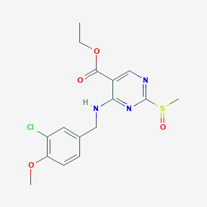 B195653 Ethyl 4-((3-chloro-4-methoxybenzyl)amino)-2-(methylsulfinyl)pyrimidine-5-carboxylate CAS No. 330785-82-5