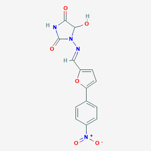 molecular formula C14H10N4O6 B195765 5-Hydroxy-1-(((5-(4-nitrophenyl)-2-furanyl)methylene)amino)-2,4-imidazolidinedione CAS No. 52130-25-3