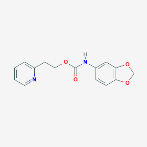 molecular formula C15H14N2O4 B019600 Carbamic acid, N-(1,3-benzodioxol-5-YL)-, 2-(2-pyridyl)ethyl ester CAS No. 101516-96-5