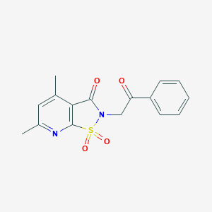 molecular formula C16H14N2O4S B019611 Isothiazolo(5,4-b)pyridin-3(2H)-one, 4,6-dimethyl-2-(2-oxo-2-phenylethyl)-, 1,1-dioxide CAS No. 108361-85-9