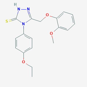 molecular formula C18H19N3O3S B019613 2,4-Dihydro-4-(4-ethoxyphenyl)-5-((2-methoxyphenoxy)methyl)-3H-1,2,4-triazole-3-thione CAS No. 107952-08-9