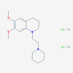 molecular formula C18H30Cl2N2O2 B019763 Quinoline, 1,2,3,4-tetrahydro-6,7-dimethoxy-1-(2-piperidinoethyl)-, dihydrochloride CAS No. 102259-72-3