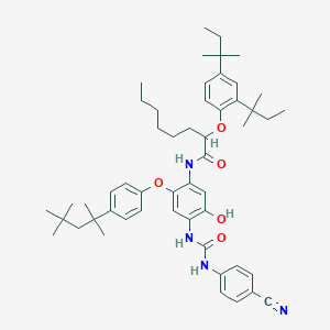 molecular formula C52H70N4O5 B019787 2-[2,4-Bis(2-methylbutan-2-yl)phenoxy]-N-(4-{[(4-cyanophenyl)carbamoyl]amino}-5-hydroxy-2-[4-(2,4,4-trimethylpentan-2-yl)phenoxy]phenyl)octanamide CAS No. 103425-88-3