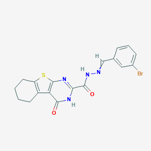 B197960 N-[(3-bromophenyl)methylideneamino]-4-oxo-5,6,7,8-tetrahydro-3H-[1]benzothiolo[2,3-d]pyrimidine-2-carboxamide CAS No. 5309-35-3
