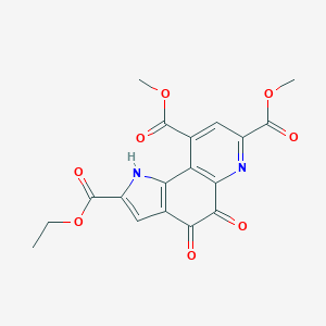 molecular formula C18H14N2O8 B019868 7,9-Dimethoxycarbonyl-2-ethoxycarbonyl-1H-pyrrolo-[2,3-F]quinoline-4,5-dione CAS No. 80721-47-7