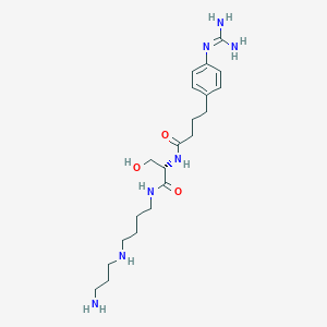 molecular formula C21H37N7O3 B020045 10-(N-(4-(4-Guanidinophenyl)butanoyl)-L-seryl)-1,5,10-triazadecane CAS No. 100511-49-7