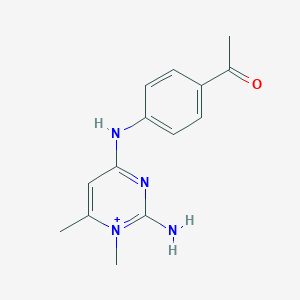 molecular formula C14H17N4O+ B020100 4-(4-Acetylphenyl)amino-2-amino-1,6-dimethylpyrimidinium iodide CAS No. 105883-79-2