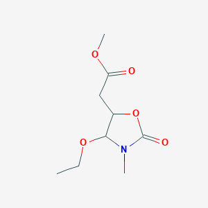 molecular formula C9H15NO5 B020178 Methyl 2-(4-ethoxy-3-methyl-2-oxooxazolidin-5-yl)acetate CAS No. 110991-58-7