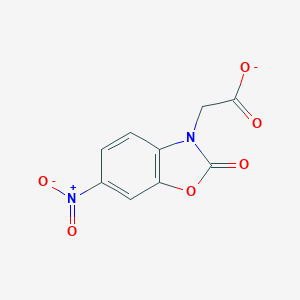 molecular formula C9H5N2O6- B020203 (6-硝基-2-氧代-1,3-苯并恶唑-3(2H)-基)乙酸 CAS No. 19739-41-4