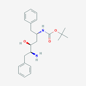 molecular formula C23H32N2O3 B020248 tert-Butyl ((2S,4S,5S)-5-amino-4-hydroxy-1,6-diphenylhexan-2-yl)carbamate CAS No. 144163-85-9
