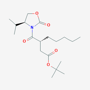 molecular formula C19H33NO5 B020266 tert-butyl (3R)-3-[(4S)-2-oxo-4-propan-2-yl-1,3-oxazolidine-3-carbonyl]octanoate CAS No. 147961-55-5