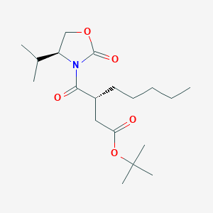 molecular formula C19H33NO5 B020266 3-(S)-(4-(S)-Isopropyl-2-oxo-oxazolidine-3-carbonyl)-octanoic acid tert-butyl ester CAS No. 147961-55-5