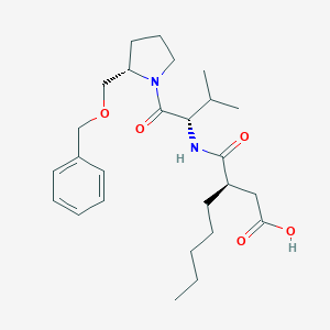 molecular formula C26H40N2O5 B020271 3-(R)-[1-(2-(S)-Benzyloxymethyl-pyrrolidine-1-carbonyl)-2-(S)-methyl-propylcarbamoyl)-octanoic Acid CAS No. 460754-31-8