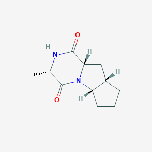 molecular formula C11H16N2O2 B020291 (2S,6S,8S,11S)-1,10-Diazatricyclo[6.4.01,8.02.6]dodecan-9,12-dione CAS No. 129048-16-4