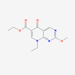 molecular formula C13H15N3O4 B020315 Ethyl 8-ethyl-5,8-dihydro-2-methoxy-5-oxopyrido(2,3-d)pyrimidine-6-carboxylate CAS No. 19572-10-2