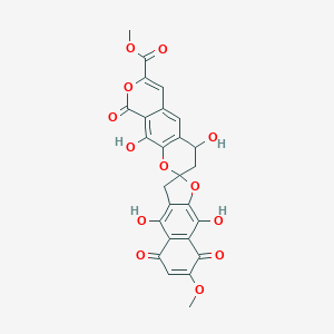 molecular formula C26H18O13 B020371 methyl (2R,4S)-4,4',9',10-tetrahydroxy-7'-methoxy-5',8',9-trioxospiro[3,4-dihydropyrano[4,3-g]chromene-2,2'-3H-benzo[f][1]benzofuran]-7-carboxylate CAS No. 53969-01-0