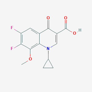 molecular formula C14H11F2NO4 B020404 1-Cyclopropyl-6,7-difluoro-8-methoxy-4-oxo-1,4-dihydroquinoline-3-carboxylic acid CAS No. 112811-72-0