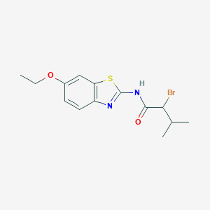 molecular formula C14H17BrN2O2S B020434 2-bromo-N-(6-ethoxy-1,3-benzothiazol-2-yl)-3-methylbutanamide CAS No. 100884-89-7