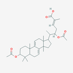 molecular formula C34H50O6 B020645 (E)-5-Acetyloxy-6-(3-acetyloxy-4,4,10,13,14-pentamethyl-2,3,5,6,12,15,16,17-octahydro-1H-cyclopenta[a]phenanthren-17-yl)-2-methylhept-2-enoic acid CAS No. 103963-39-9