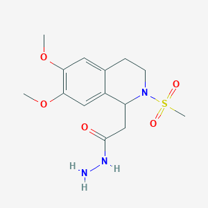 molecular formula C14H21N3O5S B020698 2-[6,7-Dimethoxy-2-(methylsulfonyl)-1,2,3,4-tetrahydroisoquinolin-1-yl]acetohydrazide CAS No. 100879-60-5
